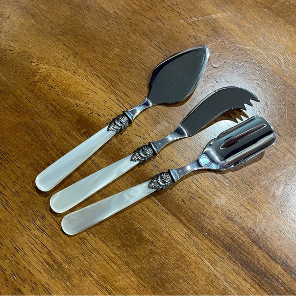 Eme made in Italy stainless steel cheese knife set butter cutter slicer & fork - Picture 4 of 10